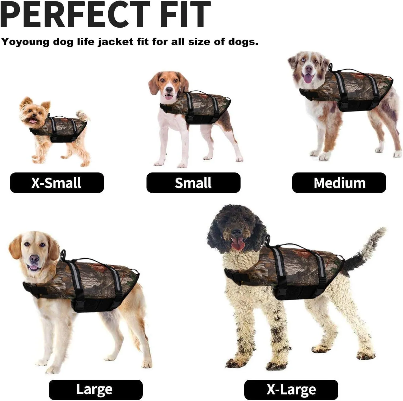 Camo Pet Life Preserver Jacket,Camouflage Dog Life Vest with Adjustable Buckles,Dog Safety Life Coat for Swimming, Boating, Hunting | (XS, S, M, L, XL)  (Camo Dog, XX-Large)
