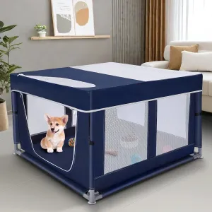 Dog Playpen 42  42 inch, Puppy Playpen with Removable Roof, 25 Height Pet Playpen with Zipper Door for Small Dogs and Small Animals, Dog Fence Indoor & Outdoor