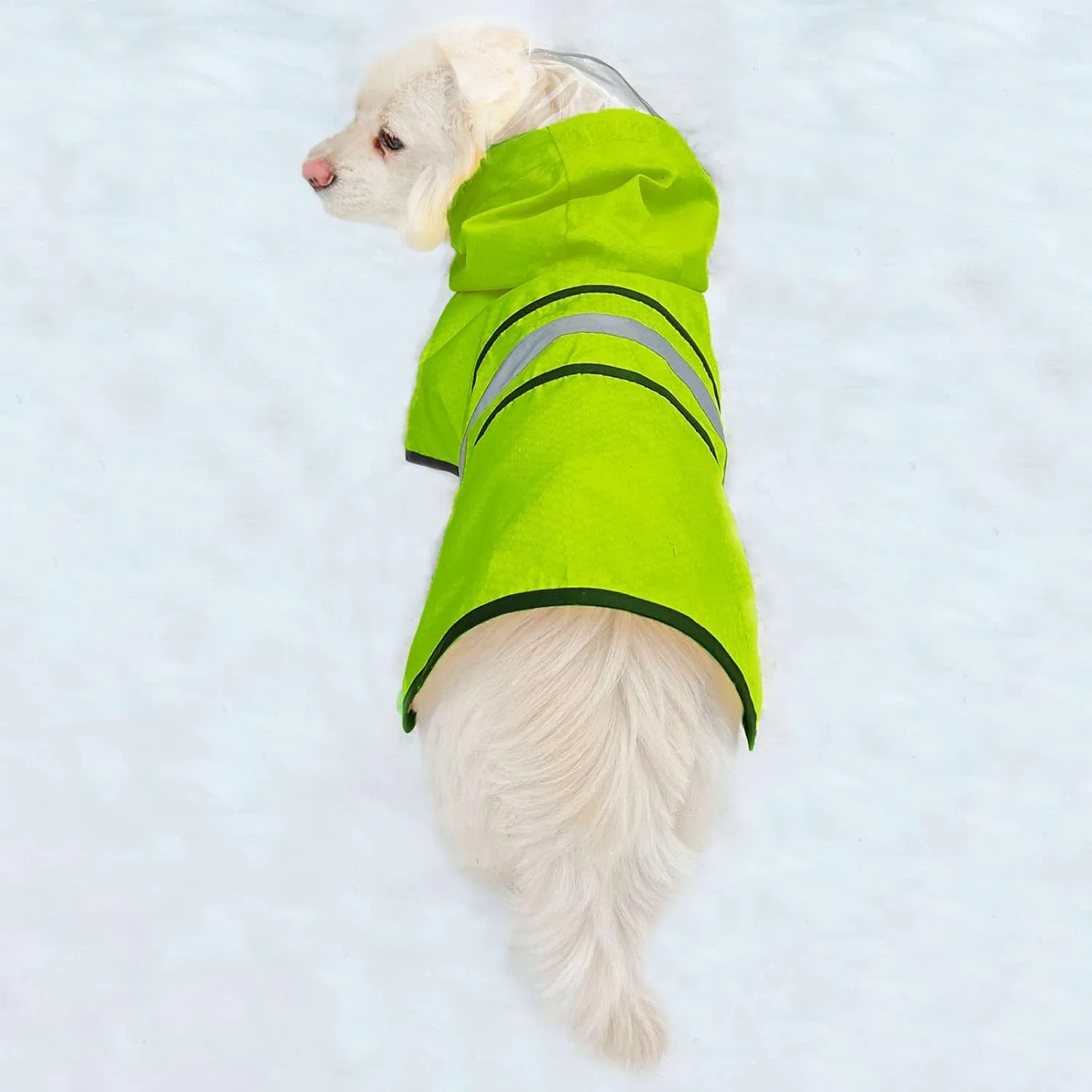 Dog Raincoat Waterproof Reflective Slicker - Lightweight Breathable Hooded Poncho Rain Coat Jacket with Adjustable Belly Strap and Leash Hole for Small Medium Large Dogs (X-Large, Green)