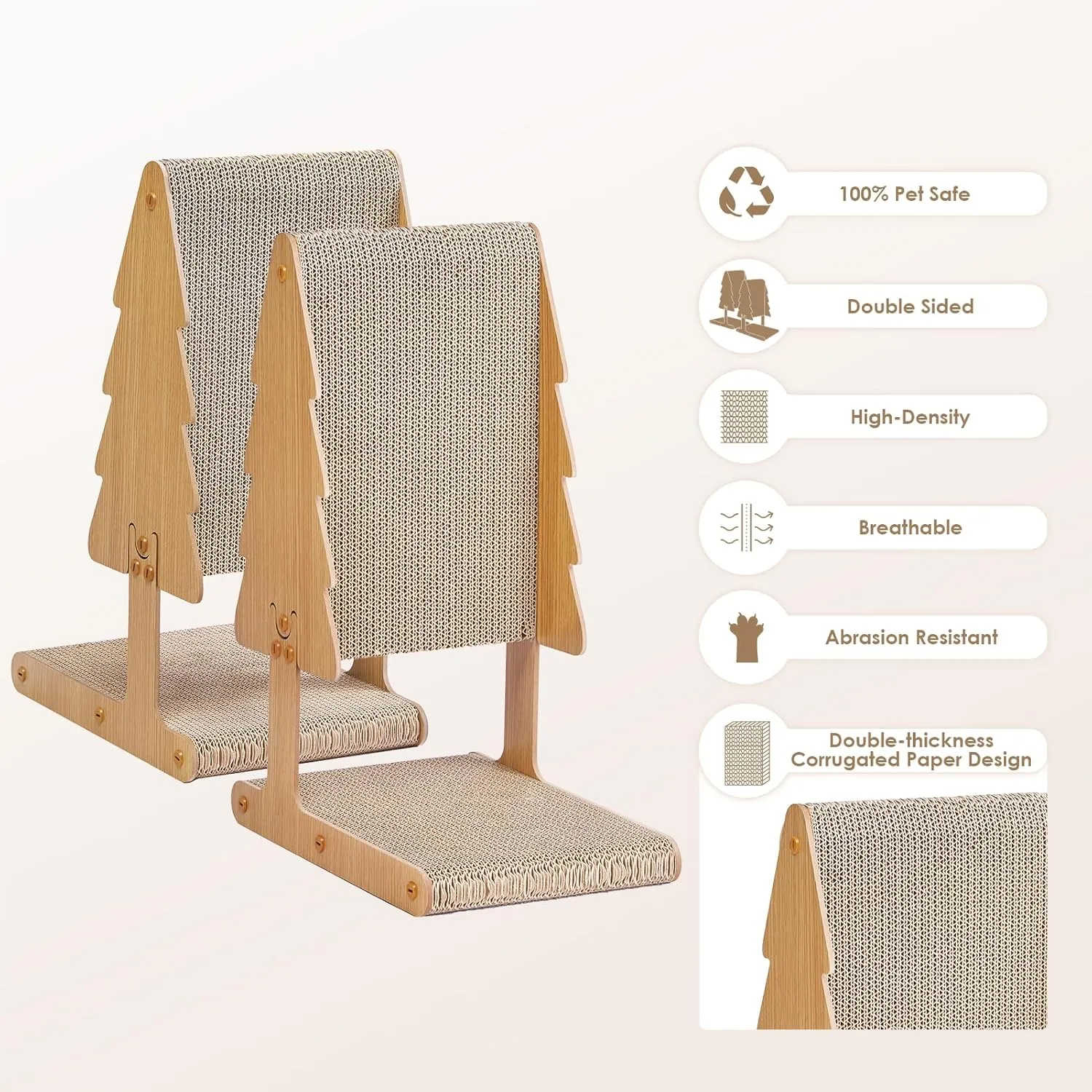 EHEYCIGA Cardboard Cat Scratcher for Indoor Cats, 24-Inch Corrugated Cat Scratching Board, L Shaped Vertical Cat Scratch, Large Scratching Board Pad, Brown