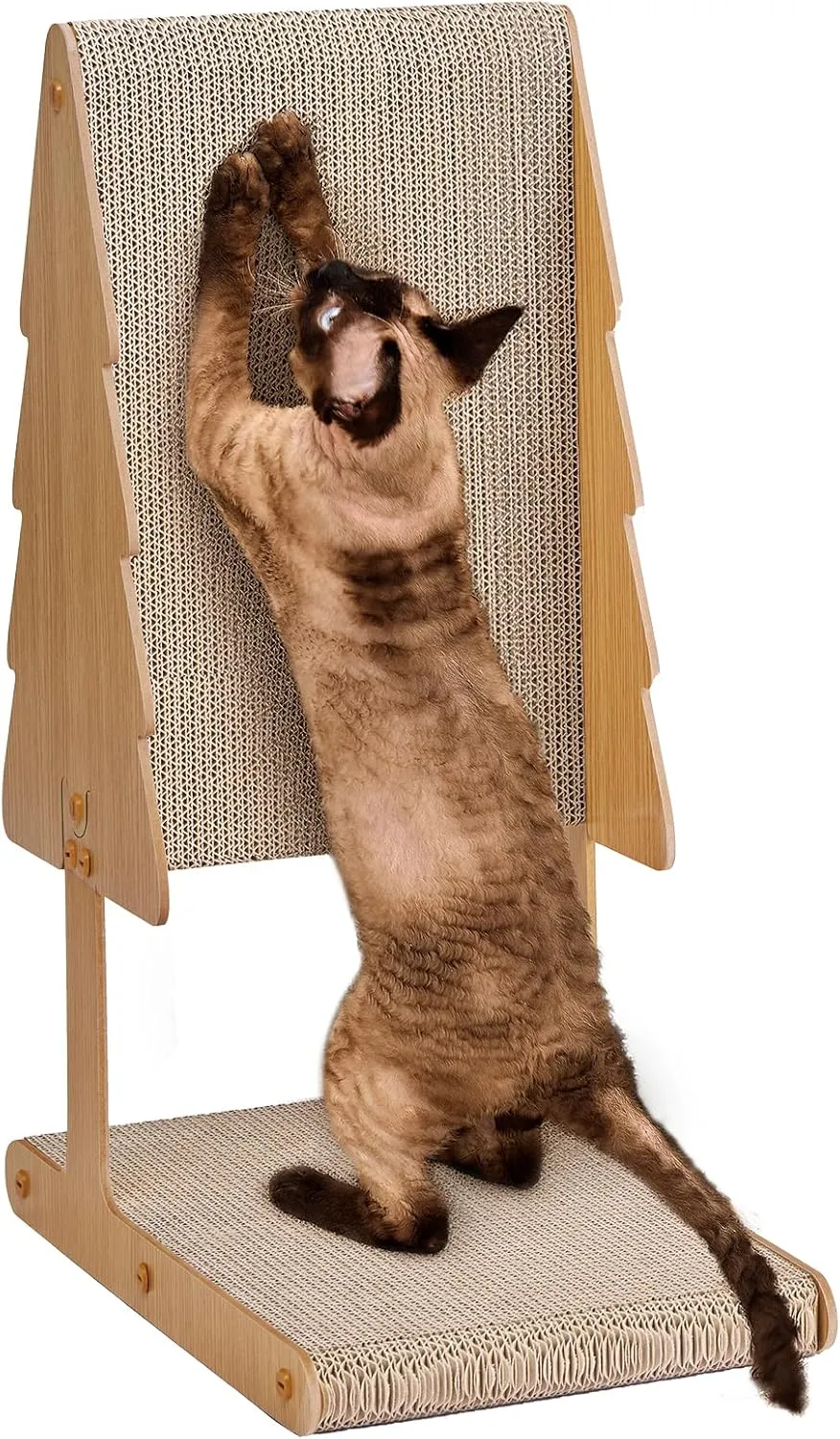 EHEYCIGA Cardboard Cat Scratcher for Indoor Cats, 24-Inch Corrugated Cat Scratching Board, L Shaped Vertical Cat Scratch, Large Scratching Board Pad, Brown