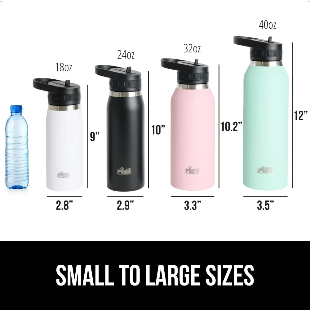 GORILLA GRIP Insulated Stainless Steel Water Bottle with Straw, 32 oz, Leak Proof BPA-Free Reusable Travel Bottles for Sports, School, Keep Drinks Cold, Dent Resistant Tumbler, Dishwasher Safe, Navy