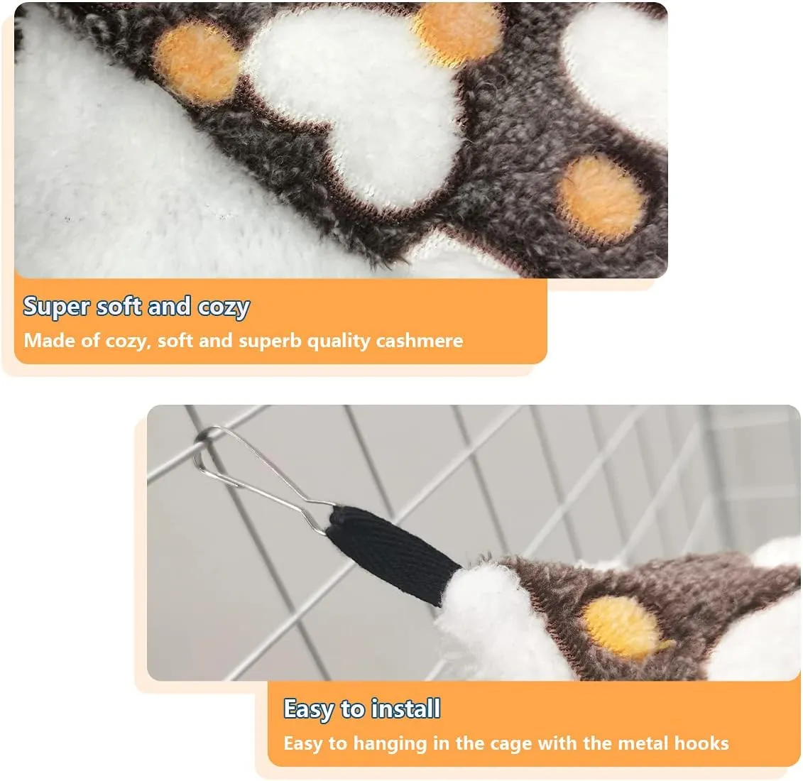 Guinea Pig Ferret Rat Hammock Toy Small Animal Cage Accessories Hideout Tunnel & Bunkbed Hammock for Rat Ferret Guinea Pig Hamster Sugar Glider Chinchilla (Star-Brown)
