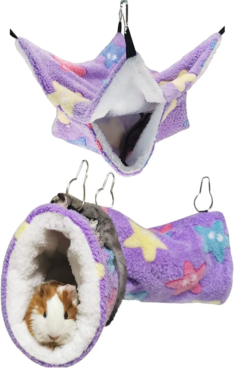 Guinea Pig Ferret Rat Hammock Toy Small Animal Cage Accessories Hideout Tunnel & Bunkbed Hammock for Rat Ferret Guinea Pig Hamster Sugar Glider Chinchilla