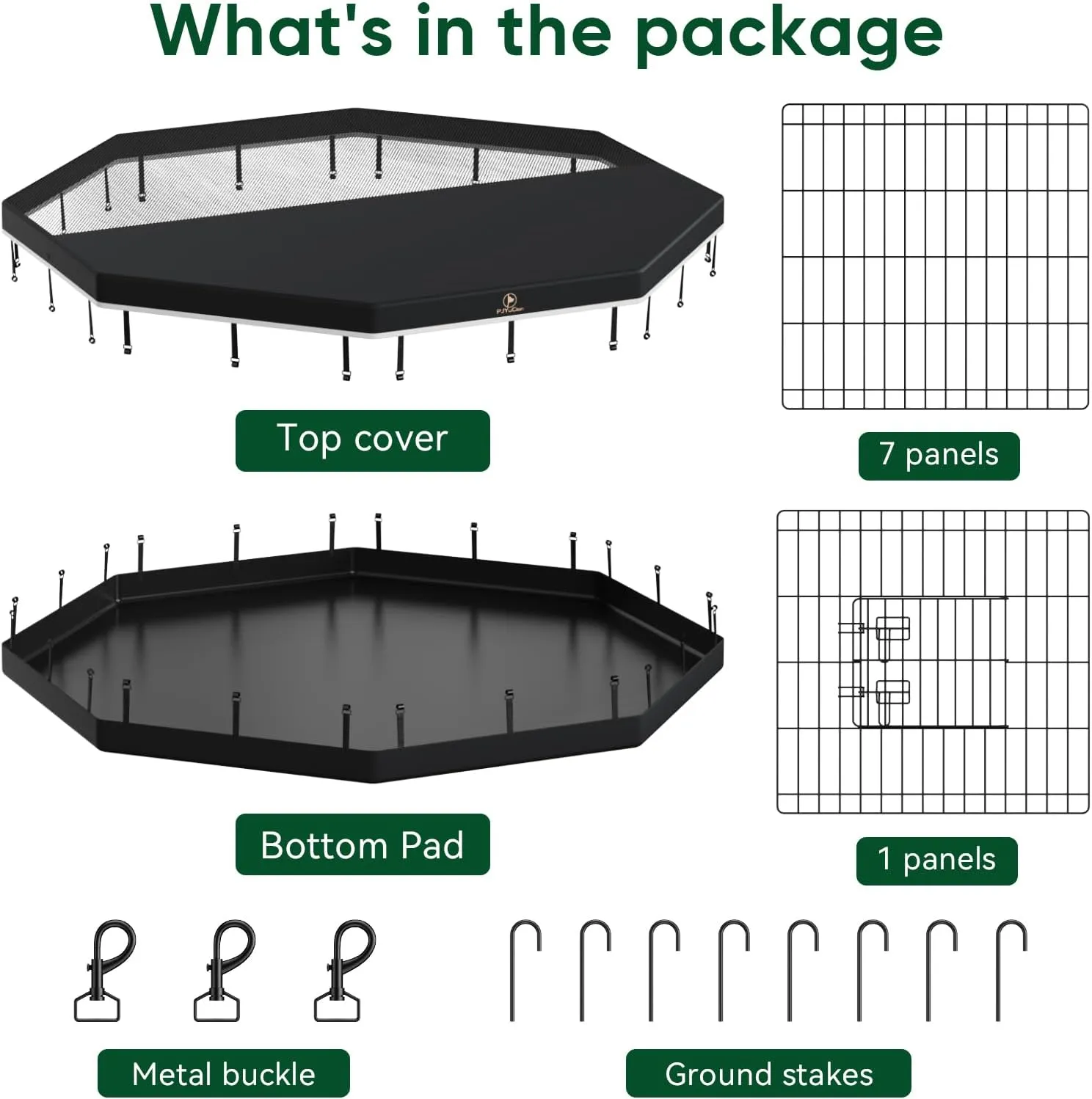PJYuCien Dog Playpen, 8 Panels 30H Dog Pens Indoor with Bottom Pad and Top Cover, Metal Foldable Pet Puppy Exercise Fence Crate Kennel, Better for Small Animals,Black