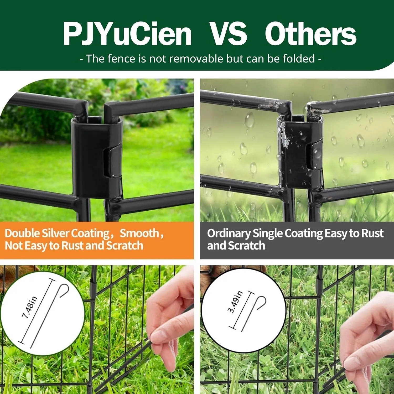 PJYuCien Dog Playpen, 8 Panels 30H Dog Pens Indoor with Bottom Pad and Top Cover, Metal Foldable Pet Puppy Exercise Fence Crate Kennel, Better for Small Animals,Black