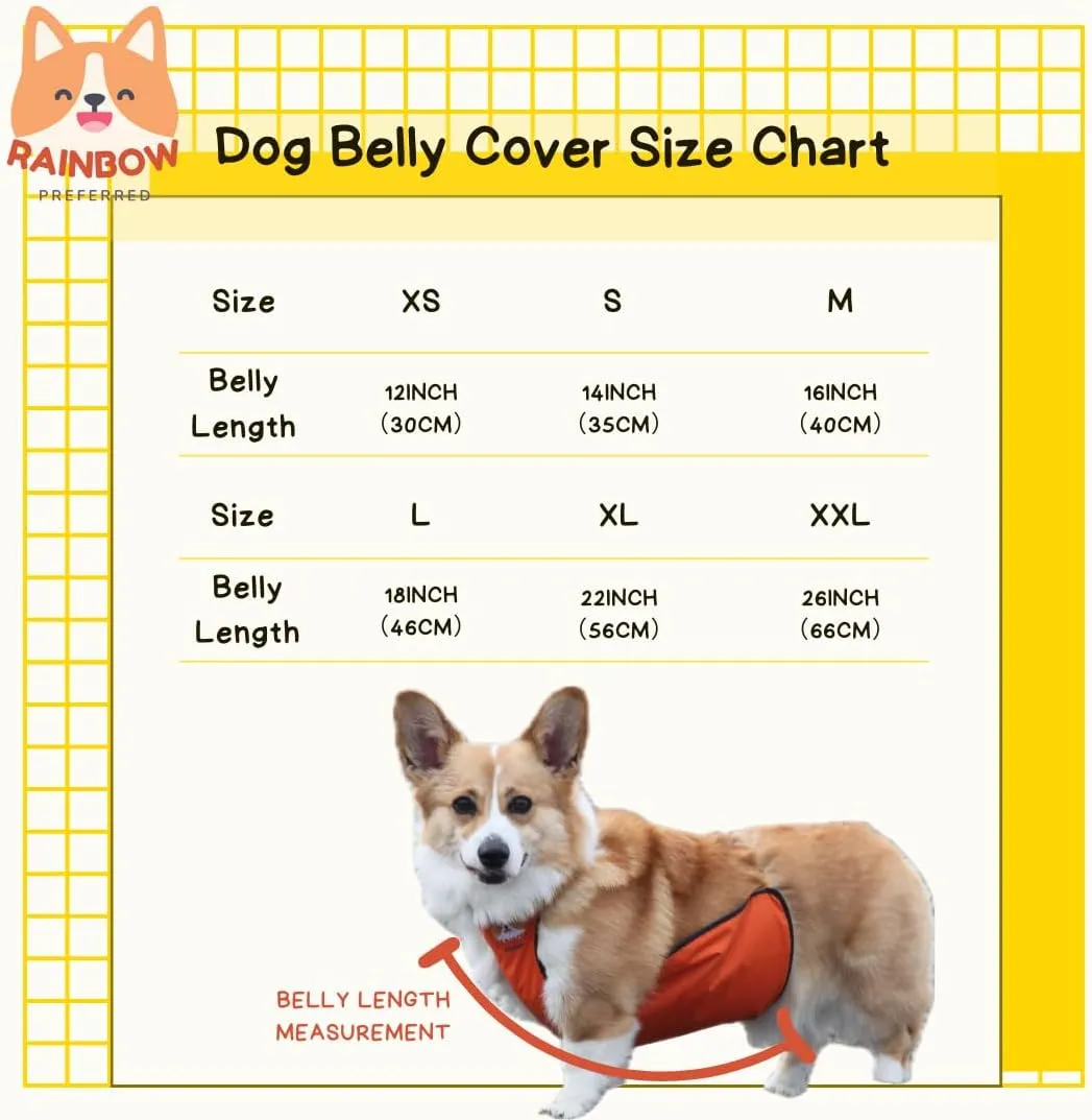 RainbowPreferred Waterproof Dog Belly Protector Belly Cover Raincoat Rain Jacket Belly Band Recovery Suite Apron for Dog Clothes Costume